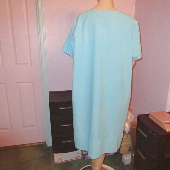 Vtg Jane Ashley Gauze Midi Dress Size 3X Embroidered Sequins Short Sleeves 90s - Picture 7 of 10